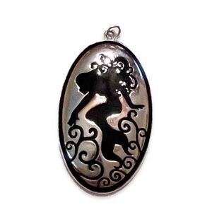 Elegant Silver and Black Mermaid Pendant